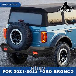 Pour 2021 2022 Ford Bronco Pare-chocs arrière en acier robuste revêtu de poudre avec lumière LED