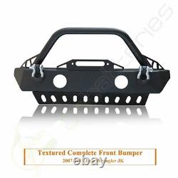 Pour Jeep Wrangler Jk 07-18 Avant Bumper Black Complete Camion De Garde D'assemblage