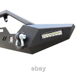 Pour pare-chocs avant combo Jeep Wrangler JK 2007-18 Avec lumières LED revêtues de poudre noire