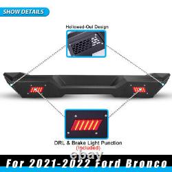 Pour pare-chocs avant et arrière Ford Bronco 2021-2023 avec lumières LED en acier robuste noir