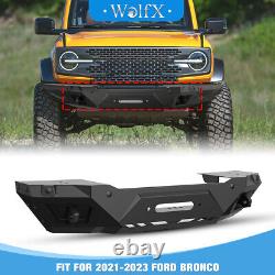 Protection de pare-chocs avant en acier avec texture robuste pour Ford Bronco 2/4-Portes 2021 2022 2023.