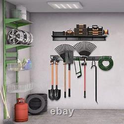 Support de rangement d'outils avec étagère, organisateur de montage mural pour garage, acier robuste
