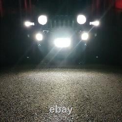 White 2-in-1 Cree Led Halo Drl Fog Driving Light Kit For 18-up Jeep Wrangler Jl